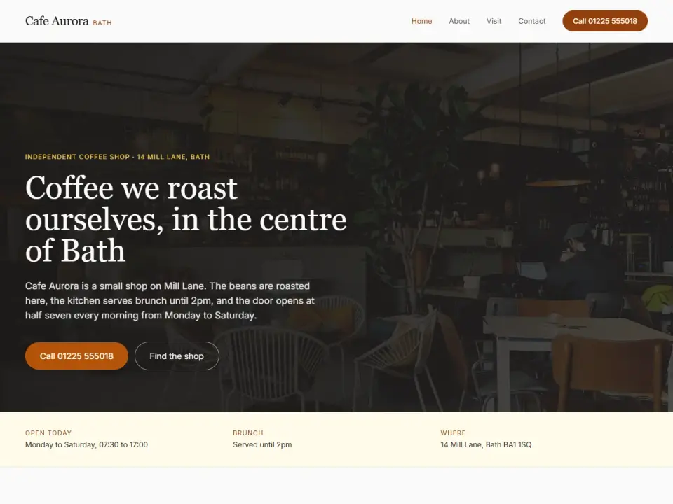 The Cafe Aurora website